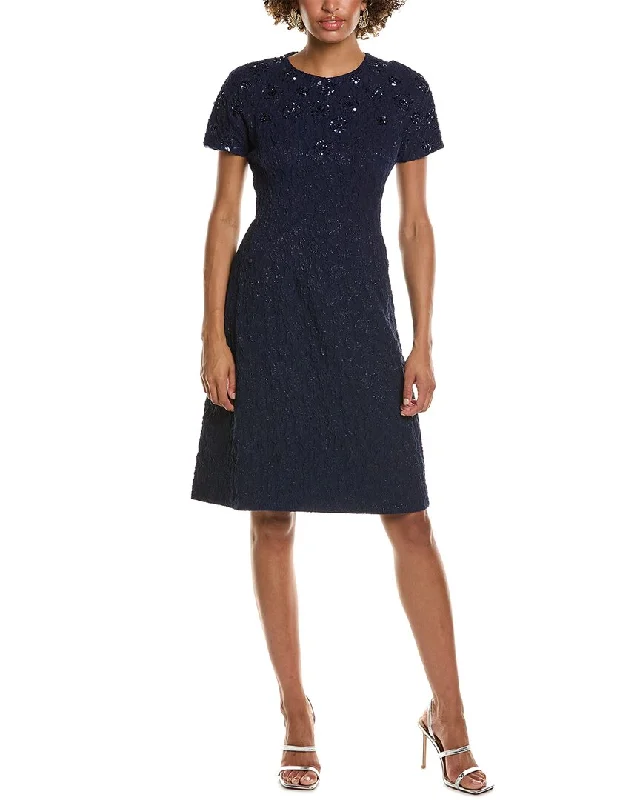 Teri Jon by Rickie Freeman Metallic Jacquard Jewel A-Line Dress