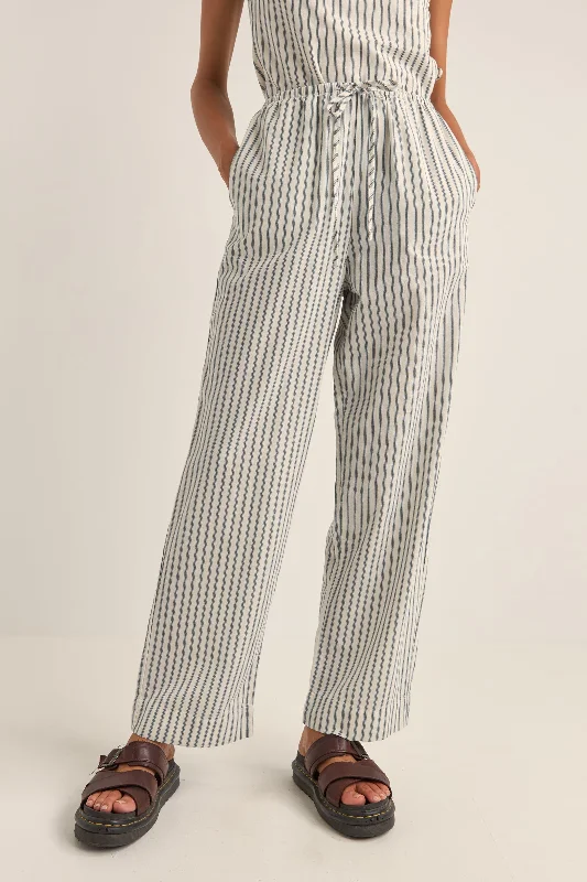 Frankie Elastic Pant Navy Stripe