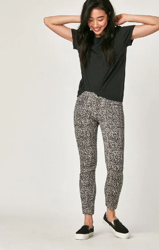 TESS HIGH RISE ANKLE SKINNY IN GREY LEOPARD