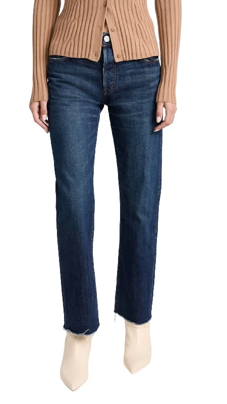 Verde Straight Jeans In Dark Blue