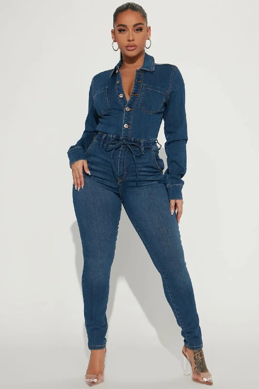 FZ Women's High Elasticity Denim Jumpsuit